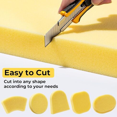 4 عبوات من وسائد الأريكة مقاس 2 × 20 × 20 بوصة، وسائد إسفنجية تنجيد عالية الكثافة، قطع DIY بحجم إسفنج مربع أصفر لكرسي الطعام، واستبدال وسادة مقعد الأريكة والكراسي المتحركة، وبطانة إسفنجية للكرسي in Kuwait