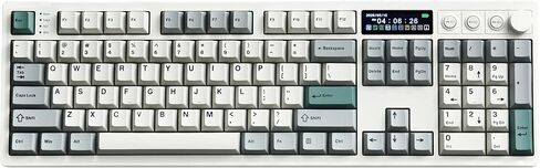 BOYI K104Pro لوحة مفاتيح ميكانيكية قديمة مع شاشة TFT ذكية ومقبض، هيكل حشية HotSwap BT5.0/2.4G/Type-C لاسلكي 4000 مللي أمبير في الساعة جنوبي RGB، مفاتيح خطية Lubed لوحة مفاتيح مخصصة كاملة التصميم in Saudi Arabia