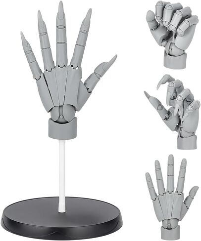 UNICRAFTALE Flexible PVC Plastic Hand Figure with Articulated Joints for Artists Drawing Mannequin with Round Base White Hand Model for Sketching Painting Jewelry Display Home Desk Decor in Kuwait