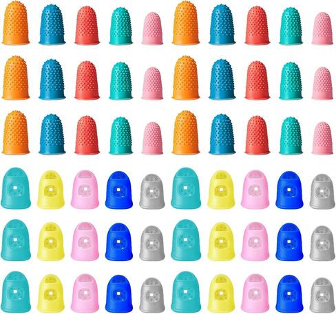 60 Pieces Durable Rubber Finger Covers, 30 Breathable & 30 Regular Tips for Quilting, Sewing, Knitting, Carving, Paperwork & Crafts - 5 Sizes, Assorted Colors, Finger Protection in Kuwait