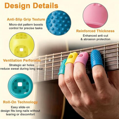 60 Pieces Durable Rubber Finger Covers, 30 Breathable & 30 Regular Tips for Quilting, Sewing, Knitting, Carving, Paperwork & Crafts - 5 Sizes, Assorted Colors, Finger Protection in Kuwait