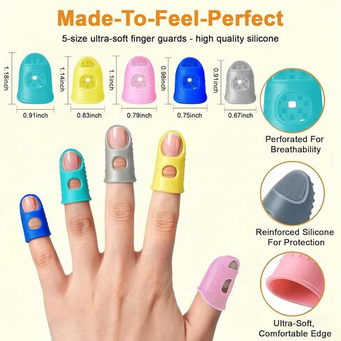 60 Pieces Durable Rubber Finger Covers, 30 Breathable & 30 Regular Tips for Quilting, Sewing, Knitting, Carving, Paperwork & Crafts - 5 Sizes, Assorted Colors, Finger Protection in Kuwait