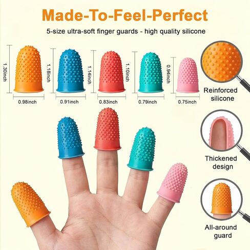 60 Pieces Durable Rubber Finger Covers, 30 Breathable & 30 Regular Tips for Quilting, Sewing, Knitting, Carving, Paperwork & Crafts - 5 Sizes, Assorted Colors, Finger Protection in Kuwait