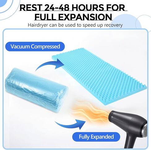Gerrii 72" x 24" x 2" Couch Cushion Replacement Foam Pad, High Density 3 Density 44 Ild Egg Foam for Sofa Sagging Repair, Breathable Support Cut to Size for Couch, Upholstery, Mattress & DIY in Kuwait