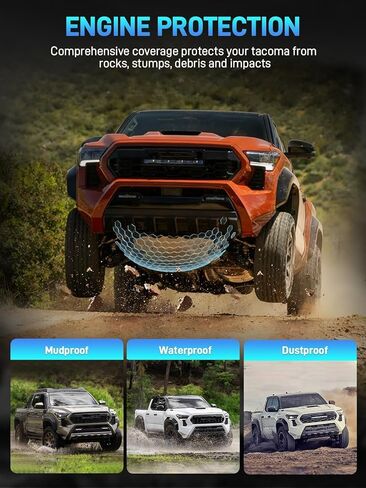 Engine Front Skid Plate Compatible with 2024-2025 Toyota Tacoma 2WD & 4WD, Under Guard Splash Shield Fits Gas Models Only, Designed with Oil Drain Access, Direct Bolt-On Installation with Hardware Kit in Kuwait