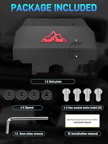Engine Front Skid Plate Compatible with 2024-2025 Toyota Tacoma 2WD & 4WD, Under Guard Splash Shield Fits Gas Models Only, Designed with Oil Drain Access, Direct Bolt-On Installation with Hardware Kit in Kuwait