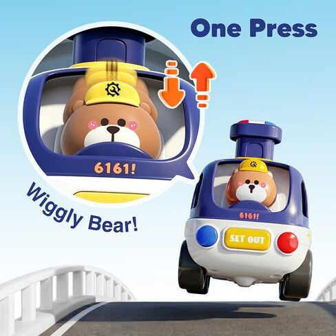 iPlay, iLearn Press to Go Car Toys for Toddlers 1-3, Baby Animals Racing Cars, Infant Play Service Vehicle Set, Push Go Friction Car Toy for 12-18 Month One 1 2 Year Old Boy Girl Kid 1st Birthday Gift in Kuwait