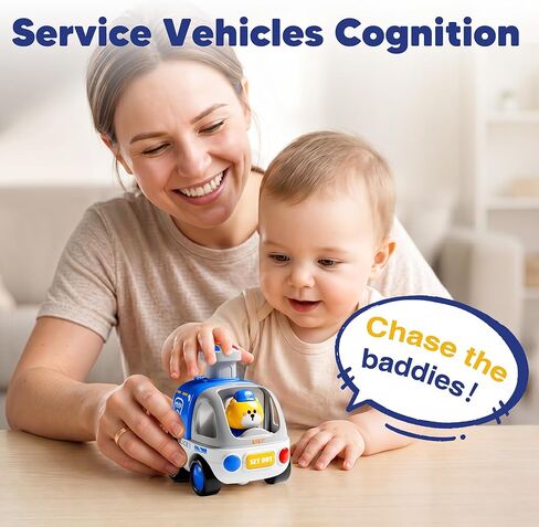 iPlay, iLearn Press to Go Car Toys for Toddlers 1-3, Baby Animals Racing Cars, Infant Play Service Vehicle Set, Push Go Friction Car Toy for 12-18 Month One 1 2 Year Old Boy Girl Kid 1st Birthday Gift in Kuwait