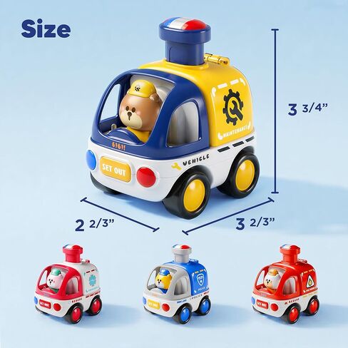 iPlay, iLearn Press to Go Car Toys for Toddlers 1-3, Baby Animals Racing Cars, Infant Play Service Vehicle Set, Push Go Friction Car Toy for 12-18 Month One 1 2 Year Old Boy Girl Kid 1st Birthday Gift in Kuwait