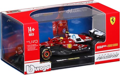 Bburago 1:43 2025 Ferrari Season Car w/Helmet, Hamilton #44 in Kuwait