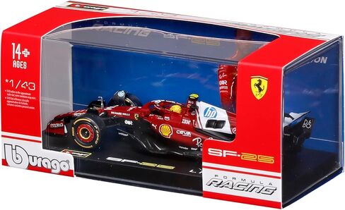 Bburago 1:43 2025 Ferrari Season Car w/Helmet, Hamilton #44 in Kuwait