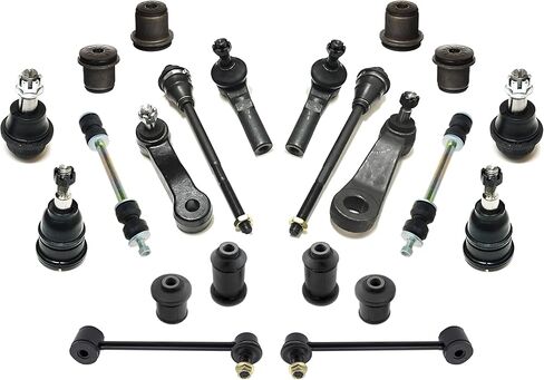 PartsW - 22 Pc Upper & Lower Control Arm Bushings, Outer Inner Tie Rod Ends, Ball Joints Upper & Lower, Front Rear Sway Bar Links, Idler & Pitman Arm with 4 Grooves Suspension Kit Fits Escalade/Avala in Kuwait