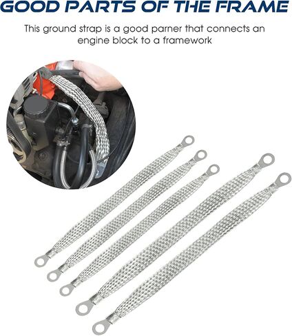 5PCS Ground Strap,Car Accessories Universal Grounding Strap,Automotive Replacement Parts,Flat Braided Copper Ground Cable with Terminals Plugs,Used for Connecting Engine Block and Frame in Kuwait