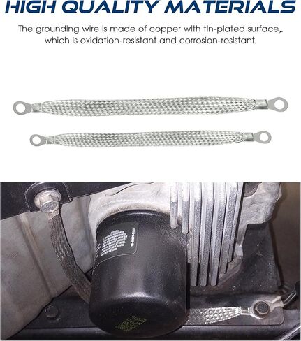 5PCS Ground Strap,Car Accessories Universal Grounding Strap,Automotive Replacement Parts,Flat Braided Copper Ground Cable with Terminals Plugs,Used for Connecting Engine Block and Frame in Kuwait