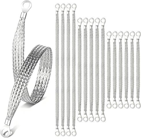 15Pcs Universal Automotive Ground Straps, 8/10/12 Inch Braided Copper Engine Grounding Strap Kit with Ring Terminals For Cars Trucks Motorcycle in Saudi Arabia