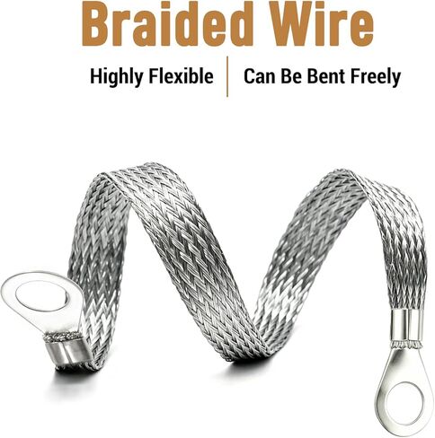 15Pcs Universal Automotive Ground Straps, 8/10/12 Inch Braided Copper Engine Grounding Strap Kit with Ring Terminals For Cars Trucks Motorcycle in Saudi Arabia