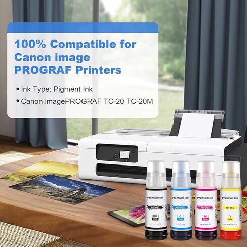 PFI050 Pigment Ink Tank Set Replacement for Canon Ink Tank PFI-050 Pigment Ink Tank 70ML Compatible with Canon imagePROGRAF TC-20 TC-21 TC-20M TC-21M Printers (4-Pack, Black, Color) in Saudi Arabia