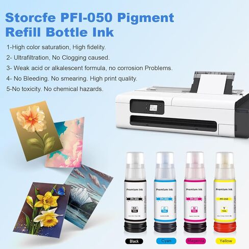 PFI050 Pigment Ink Tank Set Replacement for Canon Ink Tank PFI-050 Pigment Ink Tank 70ML Compatible with Canon imagePROGRAF TC-20 TC-21 TC-20M TC-21M Printers (4-Pack, Black, Color) in Saudi Arabia