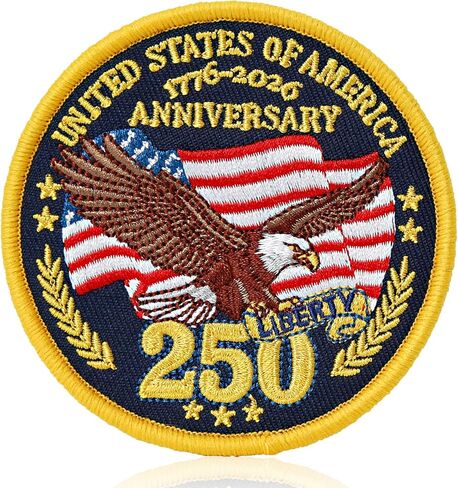 XMJY 250th Anniversary USA Hook and Loop Patch, 1776-2026 250th Liberty Embroidered Patch for Hats, Backpacks, Vests, Bags, Dog Harnesses in Kuwait