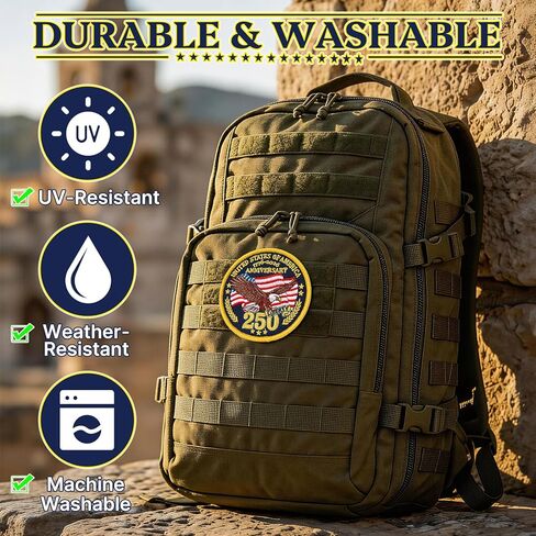 XMJY 250th Anniversary USA Hook and Loop Patch, 1776-2026 250th Liberty Embroidered Patch for Hats, Backpacks, Vests, Bags, Dog Harnesses in Kuwait