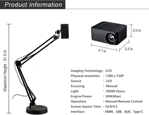 Drawing Projector, Art Projector for Tracing, Tracing Drawing Tool Smart Sketcher Sketch Projectors for Adults, for Cake Cookie Projector with Stand for Adults Light Box E in Kuwait