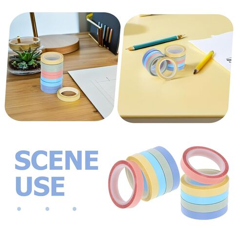PartyKindom Writable Sticky Tape 6mm X 5m, Removable Page Marker Tabs 10 Rolls, Adhesive Label Tape for Book Annotation and Office School Supplies in Kuwait