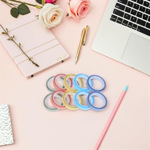 PartyKindom Writable Sticky Tape 6mm X 5m, Removable Page Marker Tabs 10 Rolls, Adhesive Label Tape for Book Annotation and Office School Supplies in Kuwait