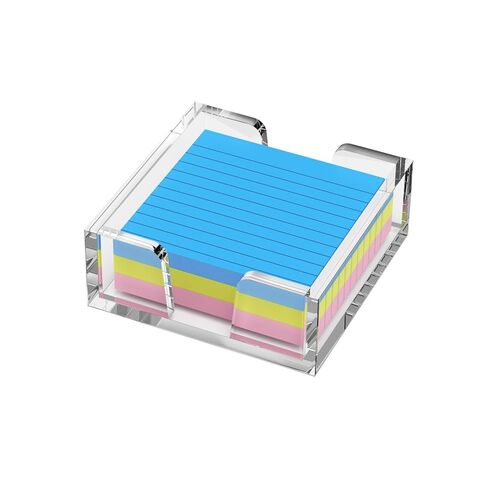 Acrylic Notepad Holder Dispenser, 3x3 in Sticky Note Memo Holder for Desk Organizer, Crystal Clear, Plastic in Kuwait