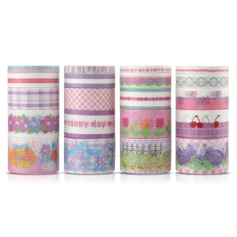 20 Rolls Floral Washi Tape Set,Decorative Masking Tape for Journal Supplies, Planners, Scrapbook & Gift Wrapping in Kuwait
