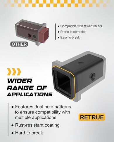 RETURE 2.5 Inch to 2 Inch Hitch Reducer, 2" Receiver Hitch Adapter, Extender Trailer Hitch Receiver for Towing Accessories, Heavy Duty Carbon Steel Hitch Adapter, with 5/8" Hitch Pin and Clip in Kuwait