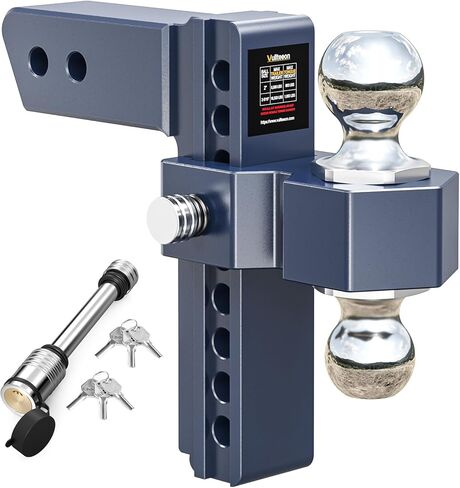 Adjustable Trailer Hitch, Drop Hitch for 2.5 Inch Receiver, 8 inch Aluminum Truck Hitch, 2 and 2-5/16 inch Balls, 18,500 LBLBS GTW, Two Anti-Theft Pins Locks in Kuwait