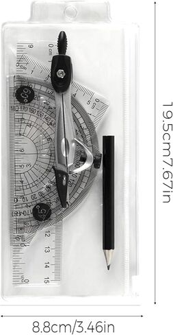 Protractor and Compass Set with Rulers, All-in-One Compass Geometry Tool Kit for Students and Technical Drawing in Kuwait