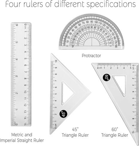 Protractor and Compass Set with Rulers, All-in-One Compass Geometry Tool Kit for Students and Technical Drawing in Kuwait
