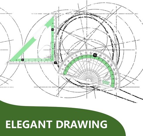 أداة هندسية للبوصلة مكونة من 9 قطع منقلة وبوصلة مجموعة هندسية بوصلة رسم مع صندوق تخزين مضاد للكسر تتضمن مساطر ومنقلة وبوصلة ومبراة قلم رصاص باللون الأخضر in Kuwait
