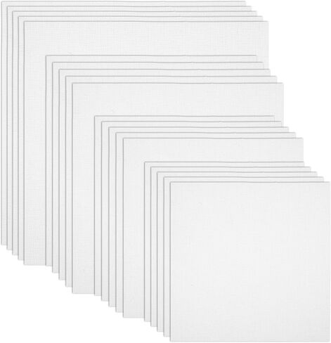 14 Count Aida Cloth, 20 Pcs White Aida Fabric for Cross Stitch in 4 Sizes, Plastic Cross Stitch Canvas, Embroidery Cloth for Beginners & DIY Needlework in Kuwait