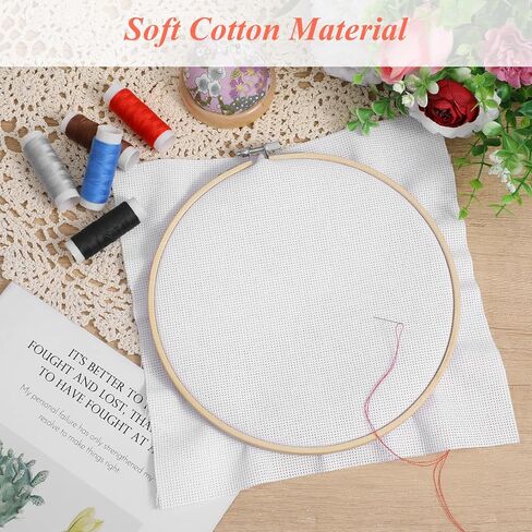 14 Count Aida Cloth, 20 Pcs White Aida Fabric for Cross Stitch in 4 Sizes, Plastic Cross Stitch Canvas, Embroidery Cloth for Beginners & DIY Needlework in Kuwait