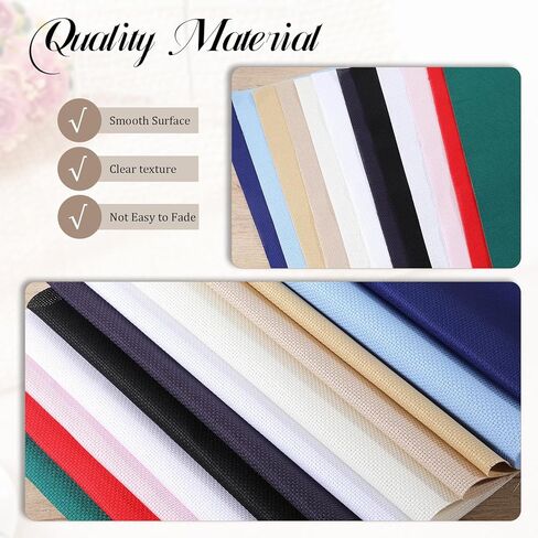 12 Pcs Aida Cloth 14 Count Cross Stitch Fabric DIY Cross Stitch for Embroidery DIY Handmade Art Craft, 12 Color (12 x 18 Inch) in Kuwait