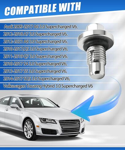 2 قطعة طقم براغي نازف شاحن فائق من الفولاذ المقاوم للصدأ متوافق مع Audi A6، A7، A8، Q5، S4، S5، SQ5 ومحرك Touareg Hybrid 3.0L فائق الشحن V6 يستبدل 06E 127 535B in Kuwait
