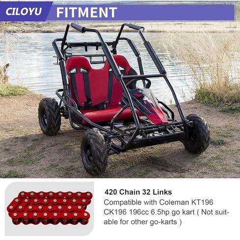 الأحمر KT196 محرك سلسلة 32 وصلات 420 استبدال سلسلة لكولمان KT196 CK196 الذهاب كارت أجزاء Hisun HS200GK RTK200 196cc 6.5hp محرك Powersports قبالة الطريق الذهاب عربة الملحقات أجزاء in Kuwait