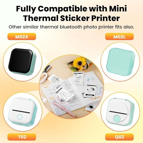 10 Rolls Mini Printer Sticker Paper White, Self-Adhesive Mini Printer Paper, 50mm*3.5m Thermal Paper Compatible with Mini Portable Pocket Printer for Notes Journal Memo Photo Study in Saudi Arabia