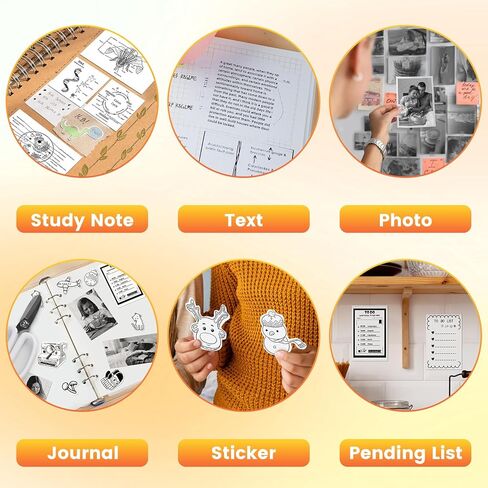 10 Rolls Mini Printer Sticker Paper White, Self-Adhesive Mini Printer Paper, 50mm*3.5m Thermal Paper Compatible with Mini Portable Pocket Printer for Notes Journal Memo Photo Study in Saudi Arabia