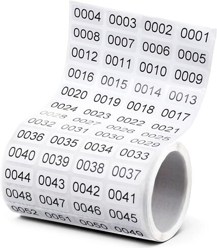 Inventory Stickers 1-2000 Numbered Stickers Consecutive Waterproof Self-Adhesive Vinyl Labels for Item Classification, Inventory Management, Document Numbering(0.39 x 0.78 Inch) in Kuwait