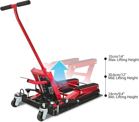 Hydraulic Motorcycle Lift Jack 1500 Lb Capacity, Portable ATV Scissor Lift Table with 4 Casters, Foot-Operated Hoist Stand for Motorcycle ATV UTV Powersports in Kuwait