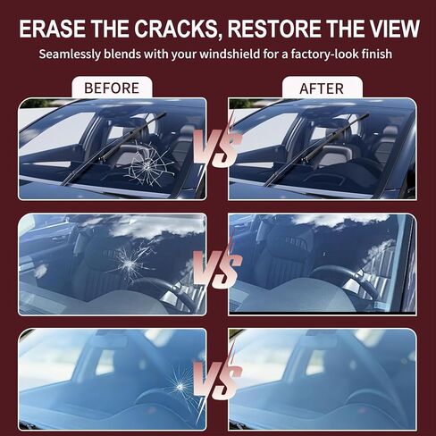 2026 Upgraded Windshield Repair Kit, 40ML (2x20ml) Nano Glass Repair Fluid, Windshield Crack & Chip Repair Kit for Quick Invisible Fix, Star-Shaped Cracks, Universal Windows Mirrors, All Crack Types in Kuwait