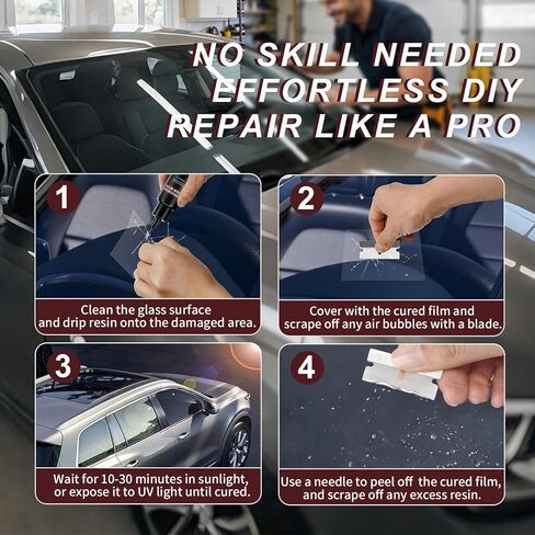 2026 Upgraded Windshield Repair Kit, 40ML (2x20ml) Nano Glass Repair Fluid, Windshield Crack & Chip Repair Kit for Quick Invisible Fix, Star-Shaped Cracks, Universal Windows Mirrors, All Crack Types in Kuwait