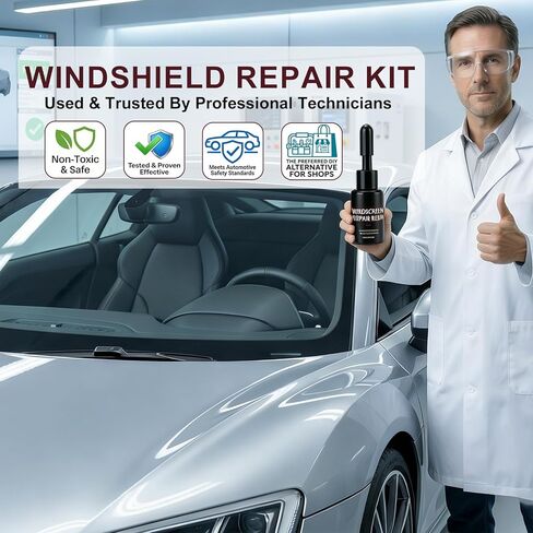 2026 Upgraded Windshield Repair Kit, 40ML (2x20ml) Nano Glass Repair Fluid, Windshield Crack & Chip Repair Kit for Quick Invisible Fix, Star-Shaped Cracks, Universal Windows Mirrors, All Crack Types in Kuwait