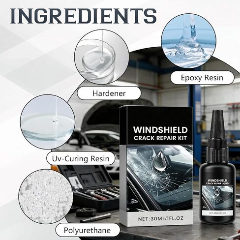 cuoct 2Pcs Windshield chip Repair kit, 2026 Latest Car Windshield Crack Repair Kit,Universal Cracks Gone Glass Repair Kit with 30ml Glass Repair Liquid 1 Towel 1 Blade 5 Curing Films in Kuwait