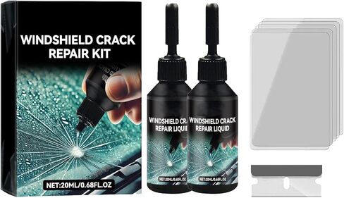 Windshield Repair Kit for Chips and Cracks, Professional DIY Car Glass Repair Tool with Upgraded Resin, Permanent Invisible Fix, Fast Drying, for All Vehicles, 2 Pcs in Kuwait