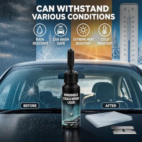Windshield Repair Kit for Chips and Cracks, Professional DIY Car Glass Repair Tool with Upgraded Resin, Permanent Invisible Fix, Fast Drying, for All Vehicles, 2 Pcs in Kuwait