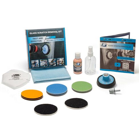 مجموعة إزالة خدوش الزجاج DIY من GLASS POLISH مقاس 3 بوصات (75 مم) - تلميع الزجاج الفعال باستخدام المثقاب أو الملمع، ويصلح الخدوش العميقة، ويزيل الأضرار السطحية ويستعيد الوضوح واللمعان الأصلي in Kuwait